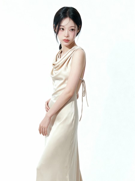 Dona Drape Satin Midi Dress