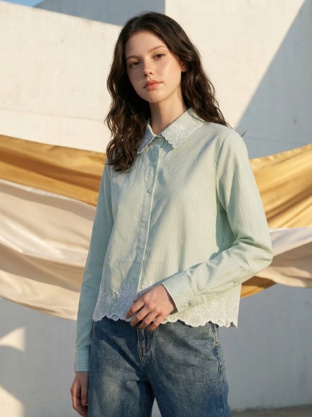 EID Collar Embroidery Stripes Shirt