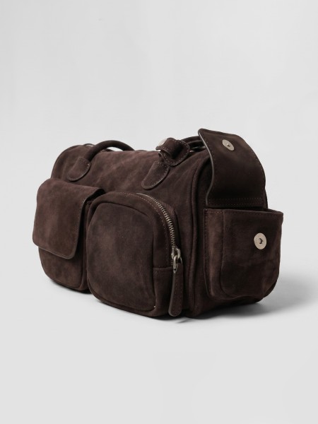 'OZARA' Multipocket GenuineLeatherSuedeShoulderBag