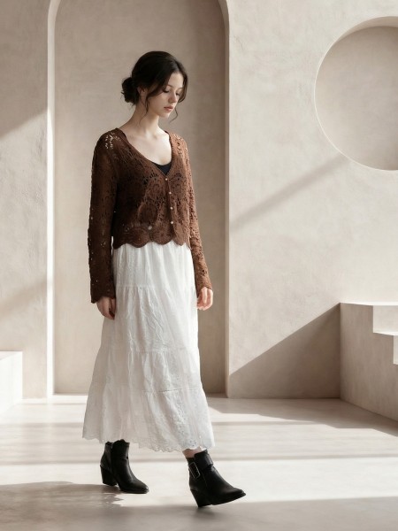 EID Sunflower Button Crochet Cardigan