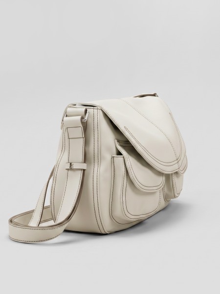 'MIA JR.' White Hand-Stitched Flip Cover Bag