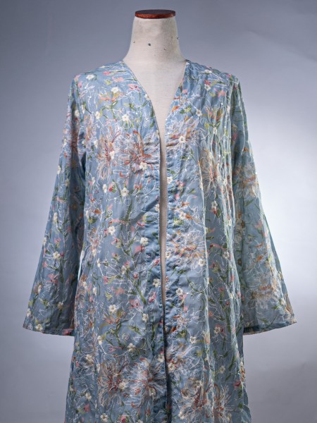 WW Embellished Flower Embroidery Combi Long Kimono Outer