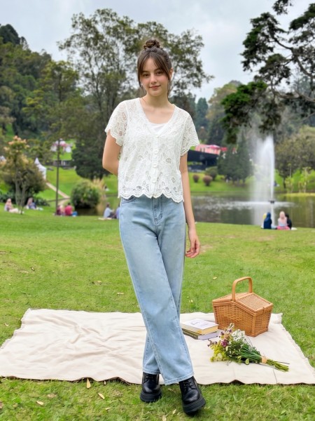 PG Knitted Embroidery Short Sleeves Cardigan