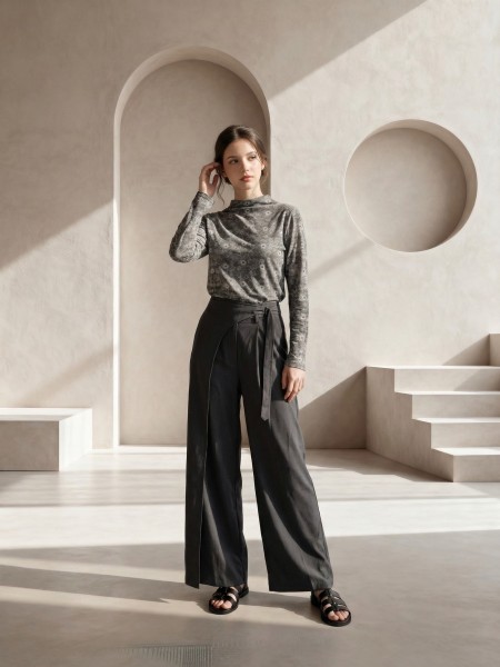 EID Side Runch Embroidery High Neck Tee