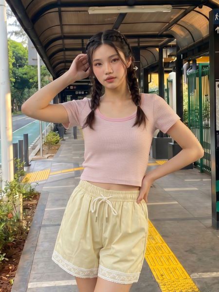 JR CORE NRC Lace Edge Casual Short