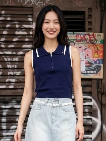 JR NRC Zip Up Knit Paddle Top