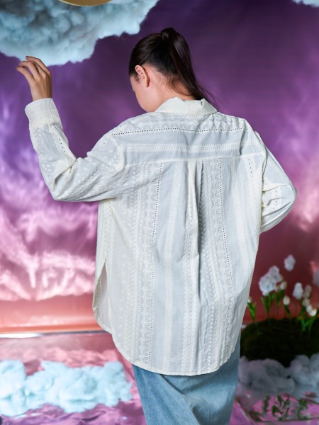 WW Off White Oversize Embroidery Shirt