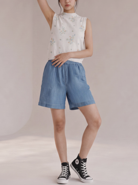CORE High Neck Flower Print Knit Tee