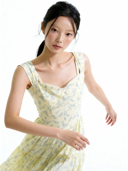 ELITE Ivy Cotton Poplin Flower Print Maxi Dress