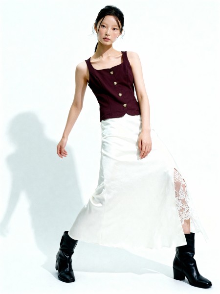 Gwen Gold Rose Button Square Neck Top