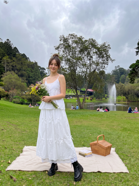 PG Ribbon Pinch With Inner Lace Maxi Skirt