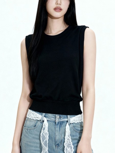 Victoria Padded Shoulder Knit Tee