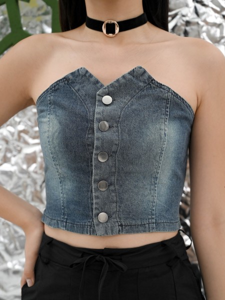 Suri Tube Denim Top