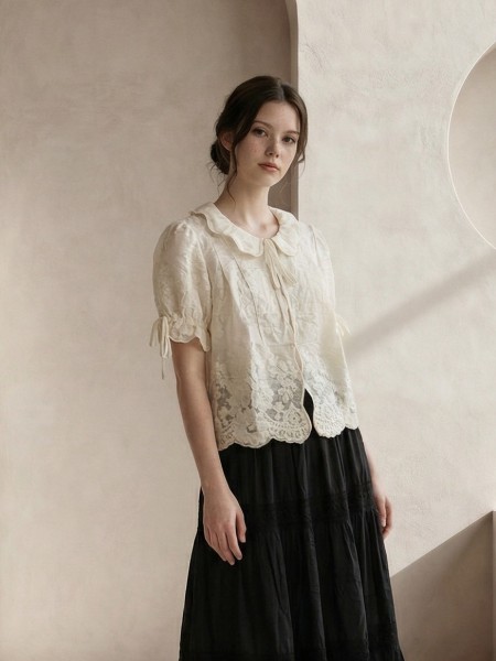 EID Flower Lace Tiered Rayon Combi Maxi Skirt