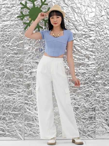 Corset Square Neck Crop Tee