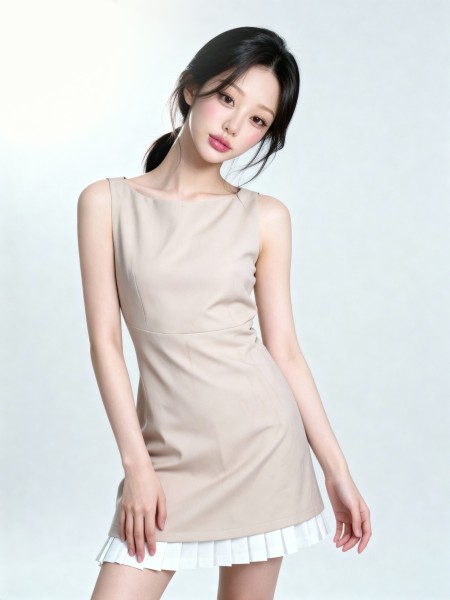 Ashley Pleats Accent Mini Dress