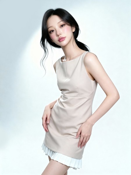 Ashley Pleats Accent Mini Dress