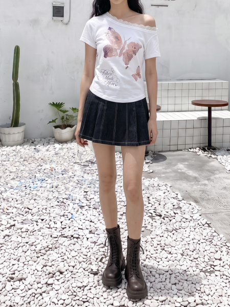 00 Lace Off Shoulder FUTURE Butterfly Tee