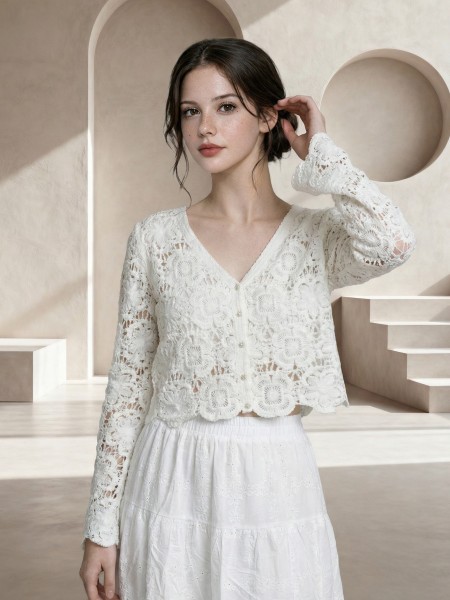 EID Sunflower Button Crochet Cardigan