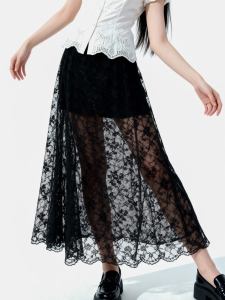 Ellen Sheer Lace With Inner Short Skirt