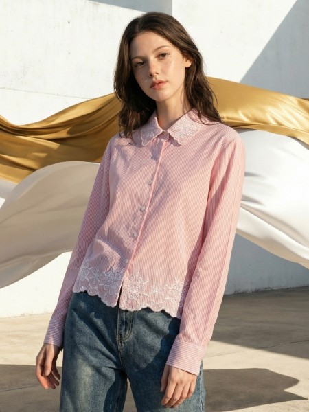 EID Collar Embroidery Stripes Shirt