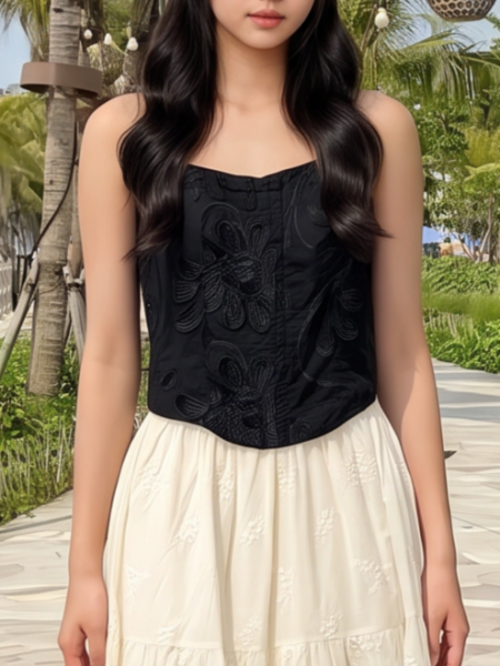PG 3D Embroidery Flower Off Shoulder Bridget Top