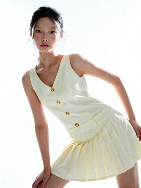 Rosie Button Bottom Pleats Dress