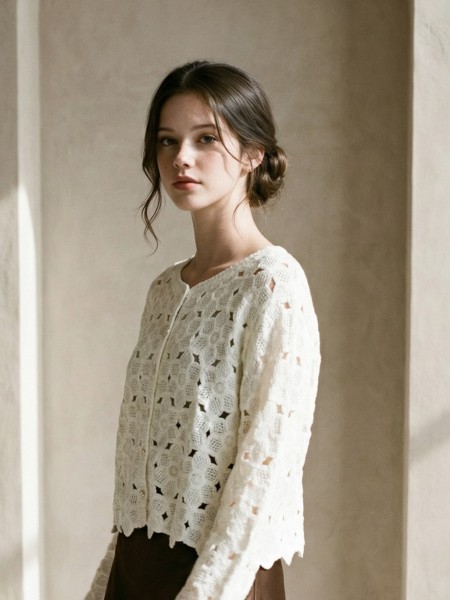 EID Flower Crochet Cardigan
