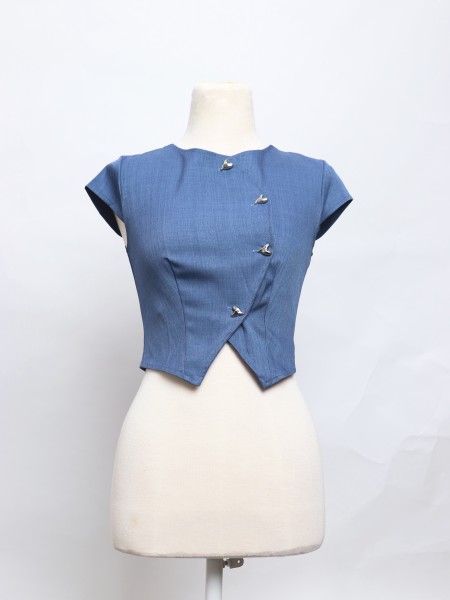 JR DITOX Irregular Heart Button Wave Top