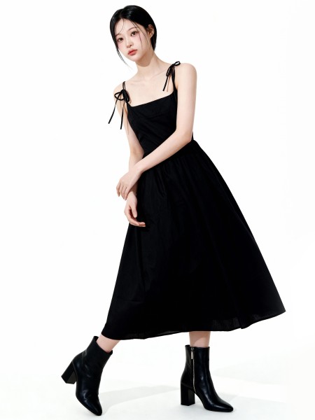 Irine Midi Dresss With Ribbon Tied Sleeves