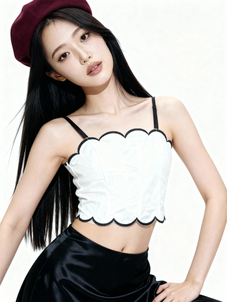 Angel Shell Embroidery Edge Top