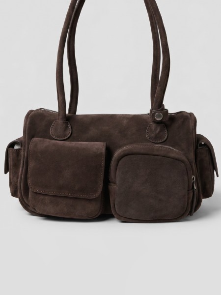 'OZARA' Multipocket GenuineLeatherSuedeShoulderBag