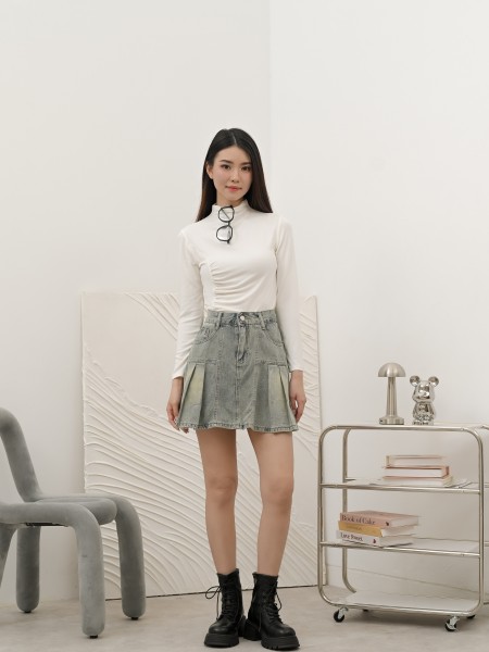 JR CORE DITOX BOTTON STRIPES PLEATS SKORT