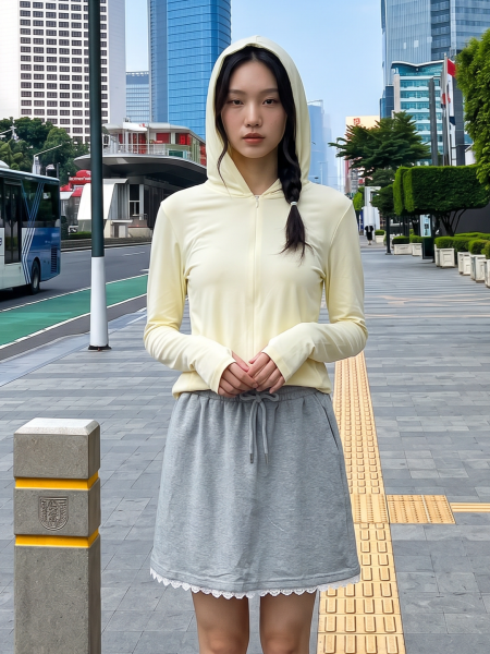 JR NRC Sheer Hoodie Zip Up Long Top