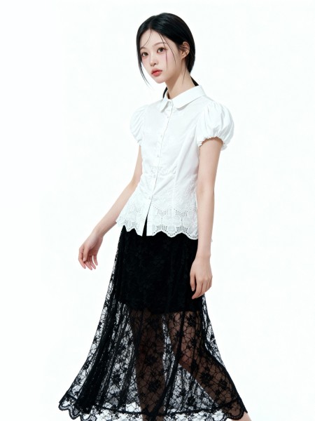 Ellen Sheer Lace With Inner Short Skirt