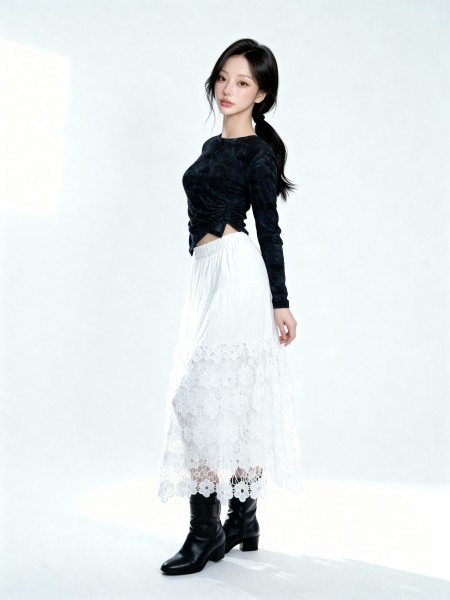 Megan Bottom Eyelet Embroidery Long Skirt