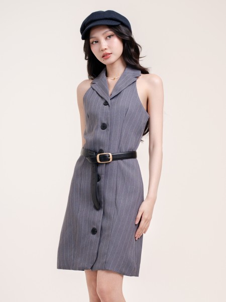 SMARTEN Sleeveless Mini Shirt Dress