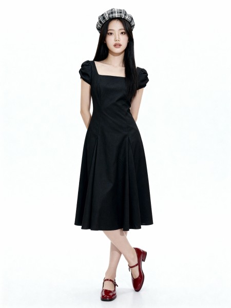 ELITE Ribbon Sleeves Midi Dress