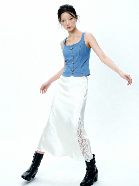 Gwen Gold Rose Button Square Neck Top