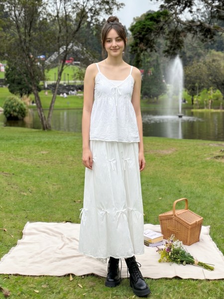 PG Ribbon Pinch With Inner Lace Maxi Skirt