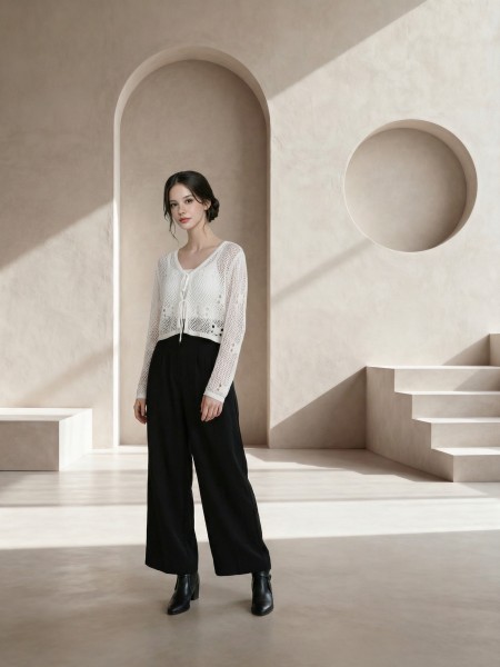 EID Crochet Front Tied Cardigan