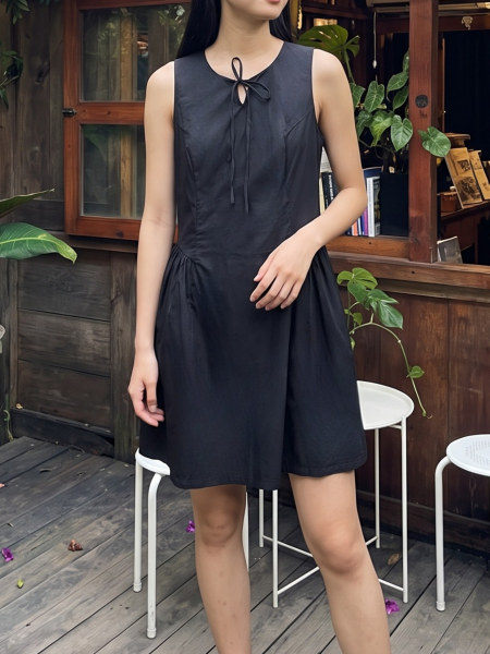 PG Ribbon Tied Peplum Dress