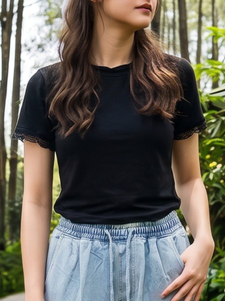 JR CORE PG Sleeves Lace Edge Tee