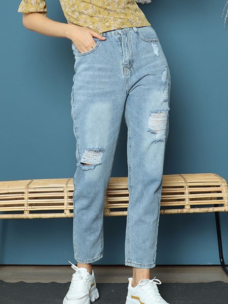 Cottage Core Ripped Boyfriend Denim - J 