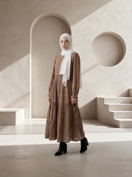 EID Tiered Embroidery Maxi Dress