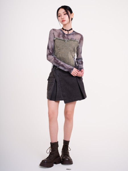 DITOX Washed Corset Sheer Combi Top