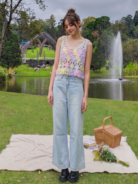 PG Wide Leg Light Blue Denim Jeans