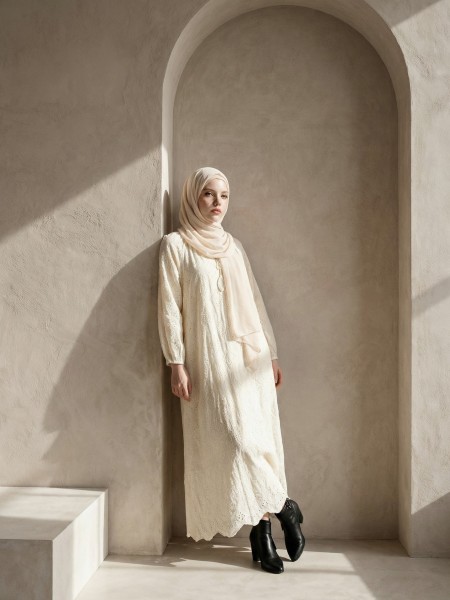 EID Diamond Eyelet Embroidery Dress