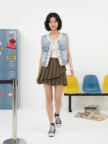 NRC Crochet Sewn Light Denim Vest