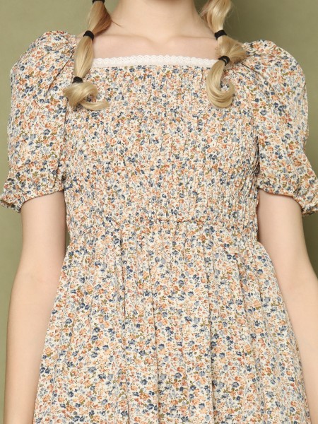 Peasant Flower Printed Maxi Dress